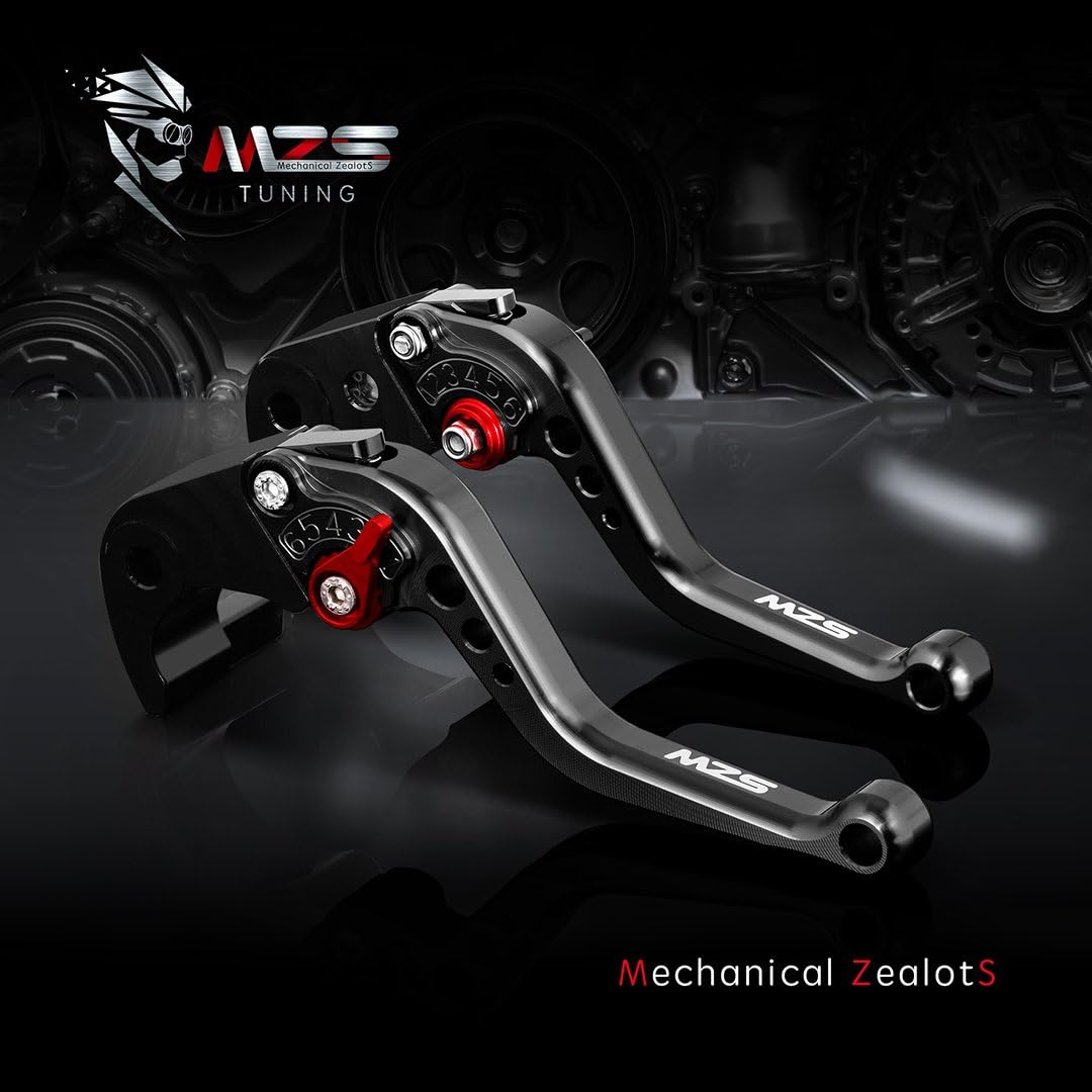 MZS Black Motorcycle Brake Clutch Levers Adjustable Short Compatible with Diavel X/Monster 1100 1200 / Multistrada 950 1200 1260 / Panigale/Streetfighter 848 1100 V4 SP / 749 848 999 1098 1198