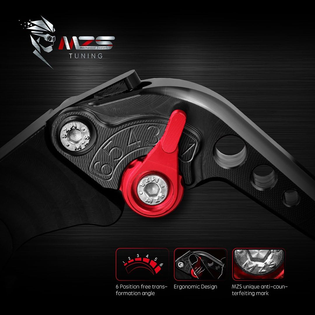 MZS Black Motorcycle Brake Clutch Levers Adjustable Short CNC Compatible with KLE300 KLE300X KLX150S KLX125 KLX250 KLX230 KLX230R KLX300 Z125 Z250SL Z300 Z400 EX250 EX300 EX400