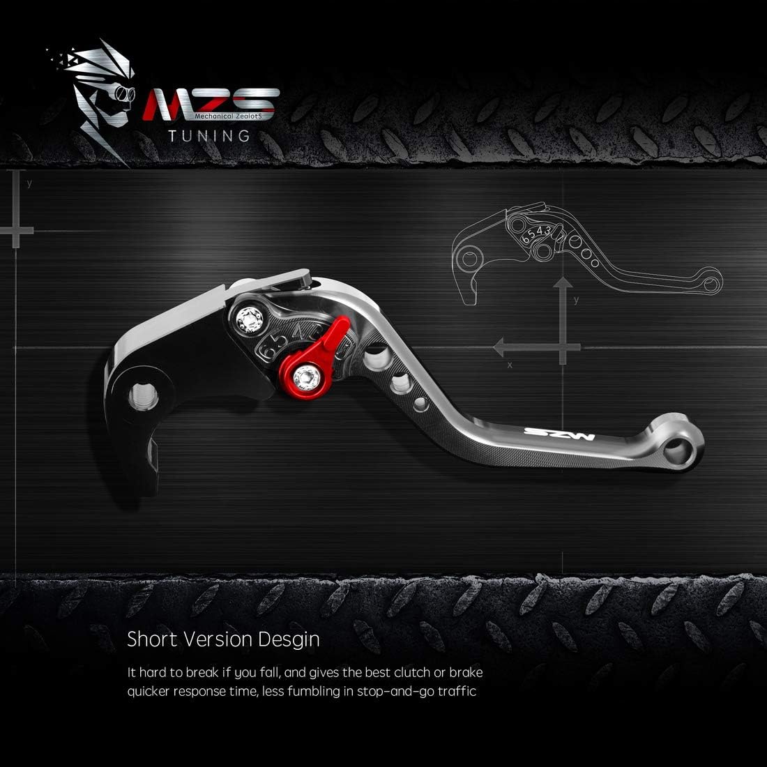 MZS Black Motorcycle Brake Clutch Levers Adjustable Short CNC Compatible with KLE300 KLE300X KLX150S KLX125 KLX250 KLX230 KLX230R KLX300 Z125 Z250SL Z300 Z400 EX250 EX300 EX400