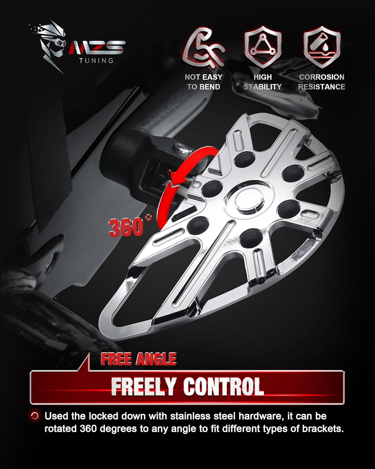 MZS Motorcycle Foot Pegs, Touring Front Floorboards Cruiser Rear Footboards Skeleton Chrome Compatible with Sportster Softail Dyna V Rod Road Glide Electra Street Glide Road King Trike 84-24