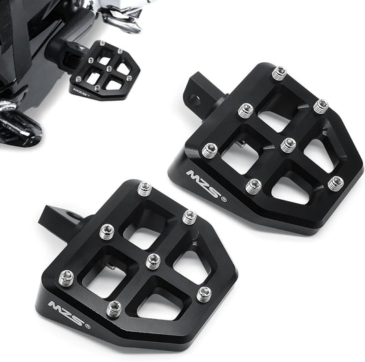 MZS Motorcycle Foot Pegs, Male Wide Footpegs, MX Chopper Bobber Style Rider Passenger Pedal Black Compatible with Sportster Softail Dyna Vrod Fat Boy Bob Iron Electra Street Glide Road King