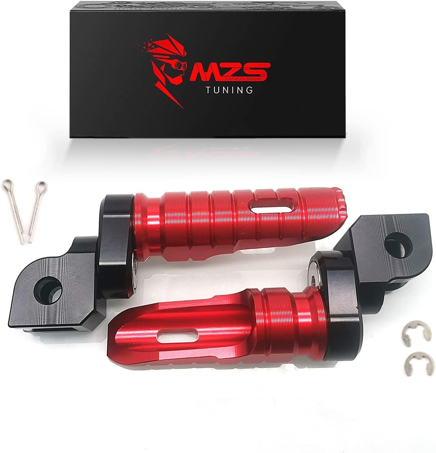MZS Motorcycle Foot Pegs, Front Rider Footpegs Footrest Rest Pedal Adjustable Aluminum Black Compatible with GROM Monkey CBR 600 F2 F3 F4 F4I CBR600RR CBR1000RR VFR800 CB1100