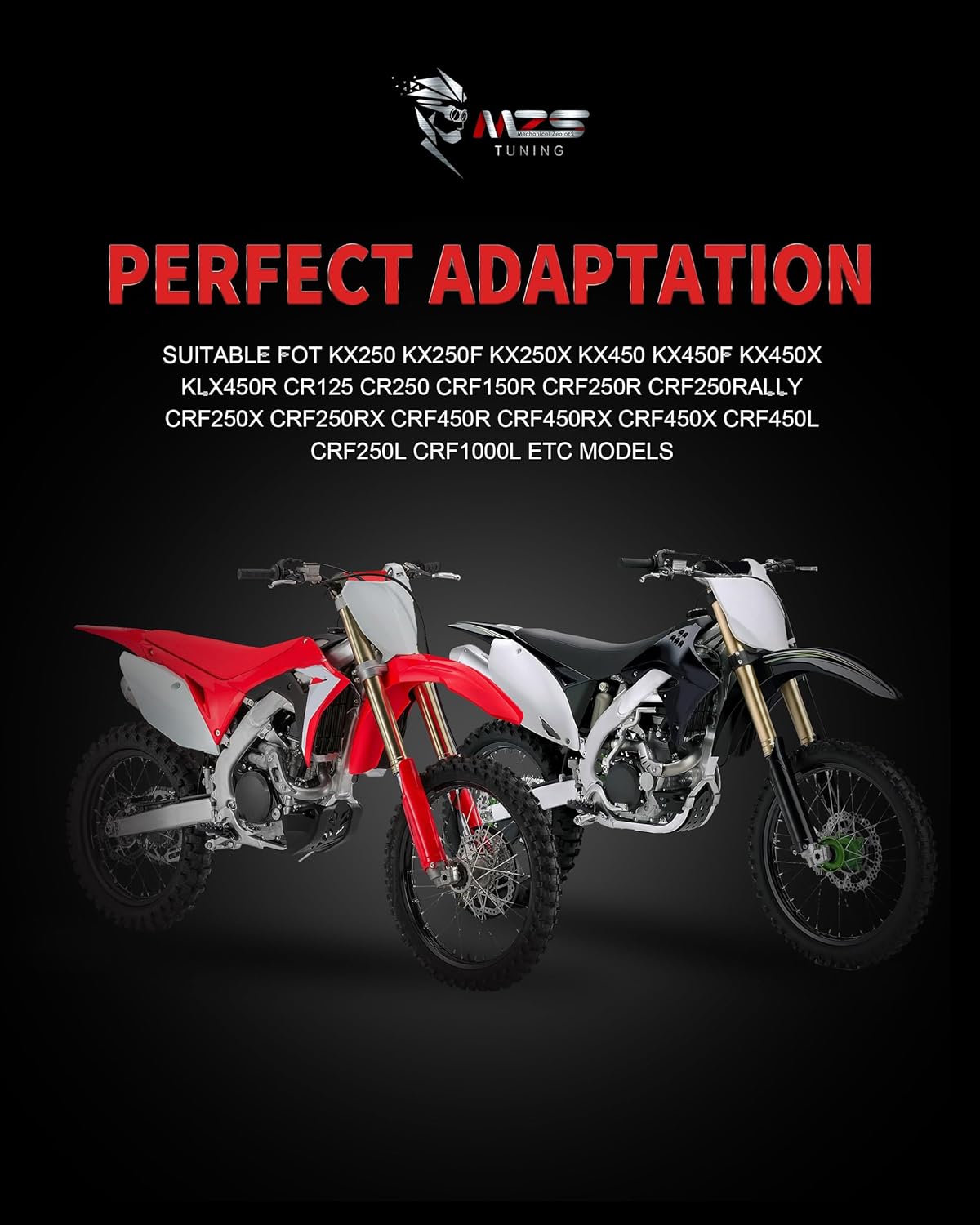 MZS Dirt Bike Foot Pegs, Motocross Wide Footpeg Black Compatible with KX250 KX450 KX250F KX450F KX250X KX450X CR125 CR250 CRF150R CRF250R CRF250 RALLY CRF250X CRF300L CRF450R CRF450L CRF250L CRF1000L