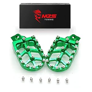 MZS Dirt Bike Foot Pegs, CNC Motocross Footpeg MX Footrest Pedal Black Compatible with KLX140 KLX140G 08-23 / KX65 00-24 / KX80 98-00 / KX85 01-24 / KX100 98-20 / KX112 22-24 / RM65 03-05 / RM100 03 Visit the MZS Store