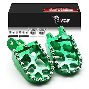 MZS Dirt Bike Foot Pegs, Aluminum MX Footpeg Footrest Rest Pedal Black Compatible with KLX300R KLX250R KLX250 KLX250S KLX250SF KLX650 CR80R CR85R CR85RB XR250R XR400R XR600R XR650L XR650R