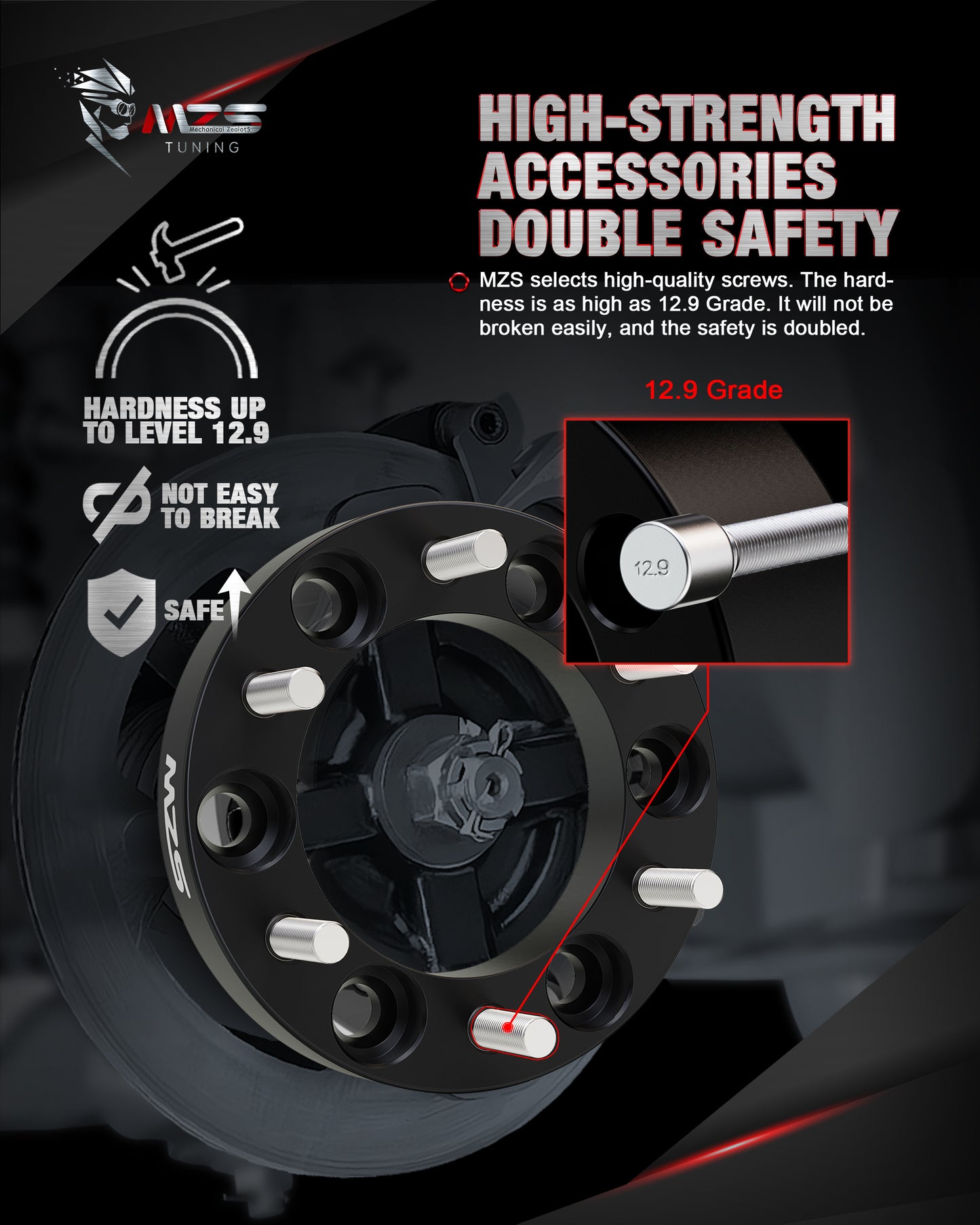MZS 6x5.5 Wheel Spacers - 6x139.7 108mm M12x1.5 Studs Fit for Tacoma /4Runner /FJ Cruiser/Sequoia/Tundra