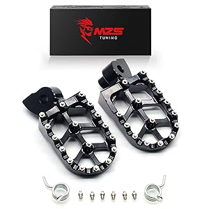MZS Dirt Bike Foot Pegs, CNC Motocross Footpeg MX Footrest Rest Pedal Blue Compatible with YZ65 YZ85 YZ125 YZ250 YZ250F YZ125X YZ250X YZ426F YZ450F YZ450FX YZ250FX WR250F WR450F