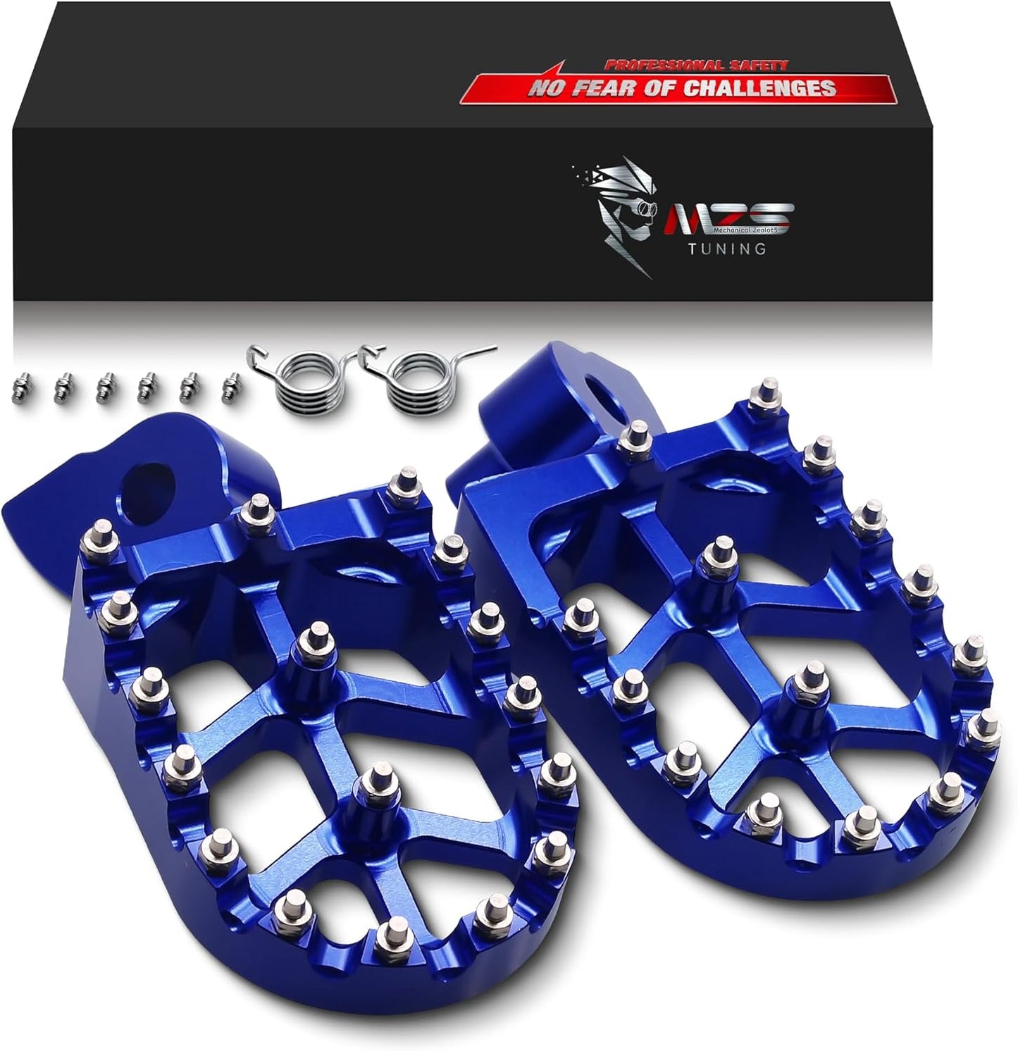 MZS Dirt Bike Foot Pegs, CNC Motocross Footpeg MX Footrest Rest Pedal Blue Compatible with YZ65 YZ85 YZ125 YZ250 YZ250F YZ125X YZ250X YZ426F YZ450F YZ450FX YZ250FX WR250F WR450F